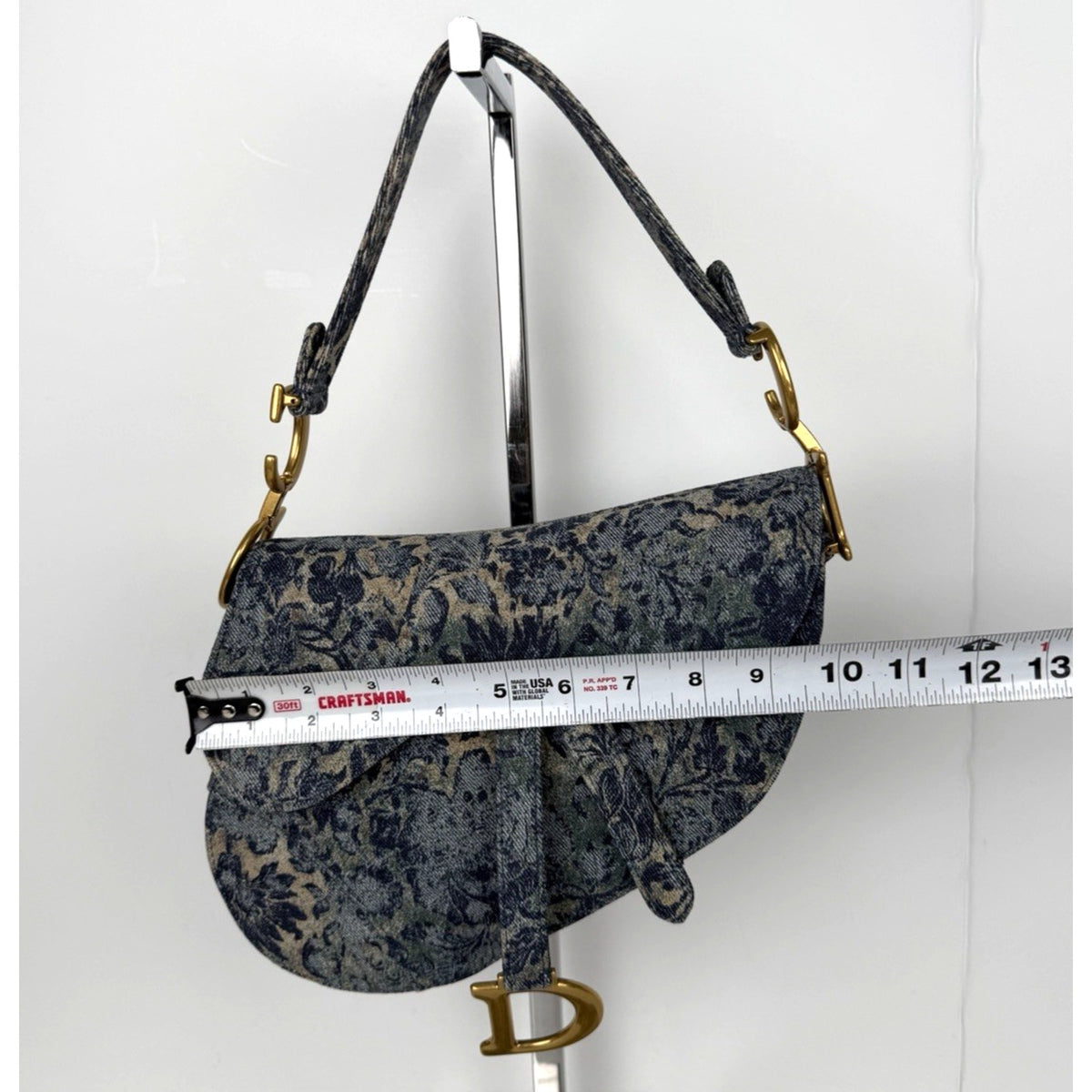 Christian Dior Medium Saddle Bag in Floral Denim Brocade Gold-Tone HW 2022 D4