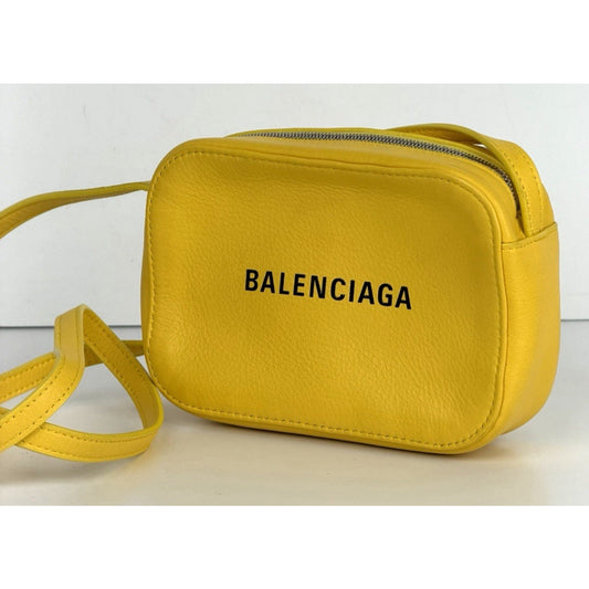 Balenciaga Everyday Camera Bag XS in Yellow Textured Calfskin Leather S15