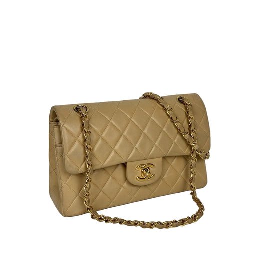 Chanel Vintage Classic Double Flap Bag in Beige Leather (1997-1999) E-3
