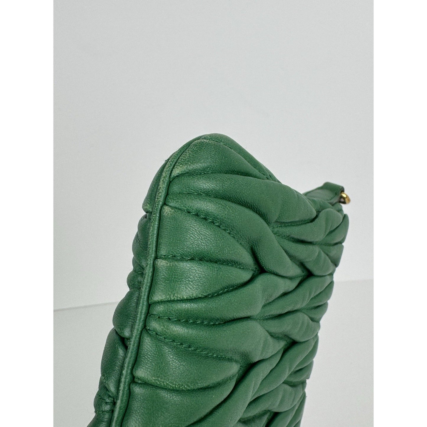 Miu Miu Green Matelasse Leather Clutch Bag Gold Hardware