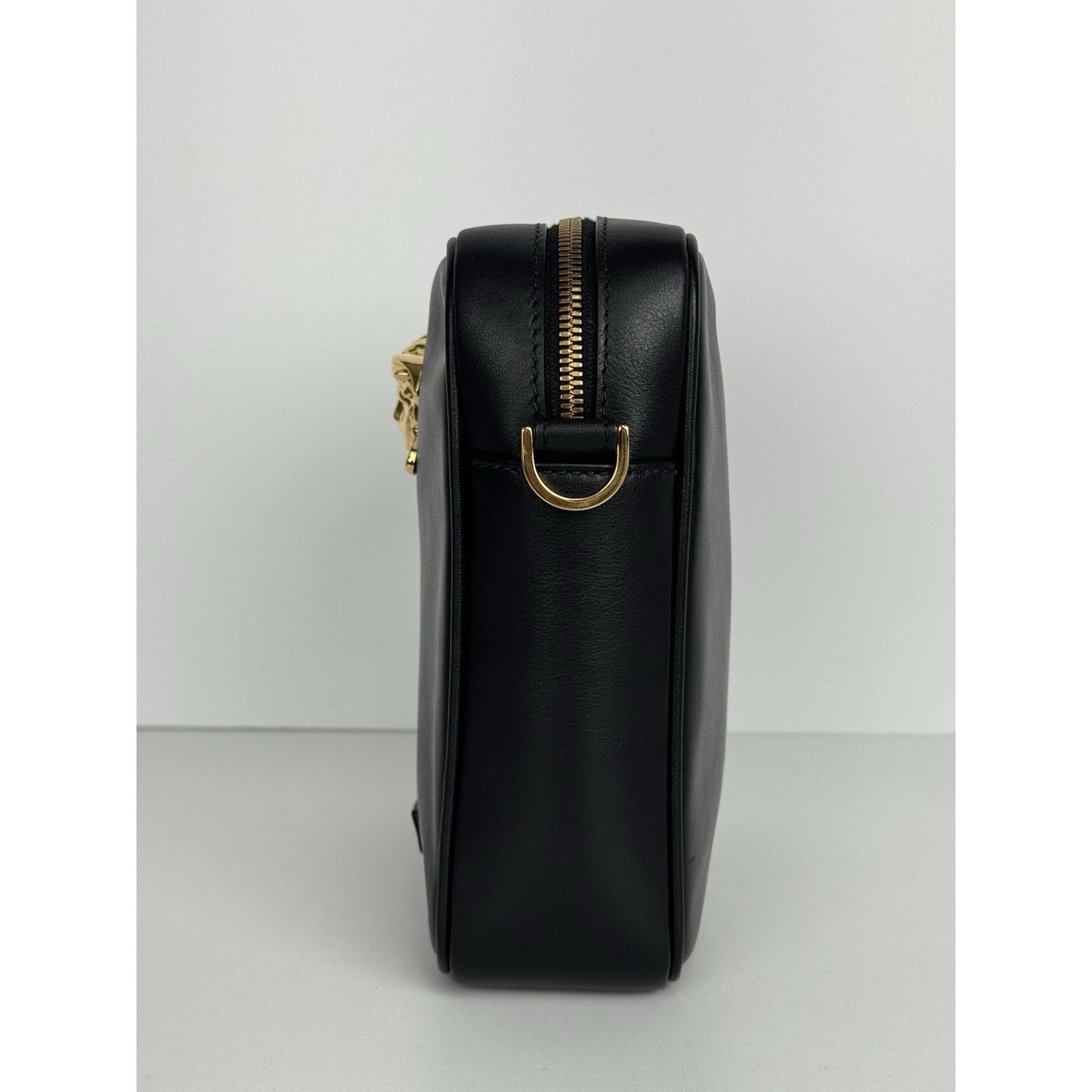 Versace La Medusa Black Leather Crossbody Bag with Gold Hardware D-1
