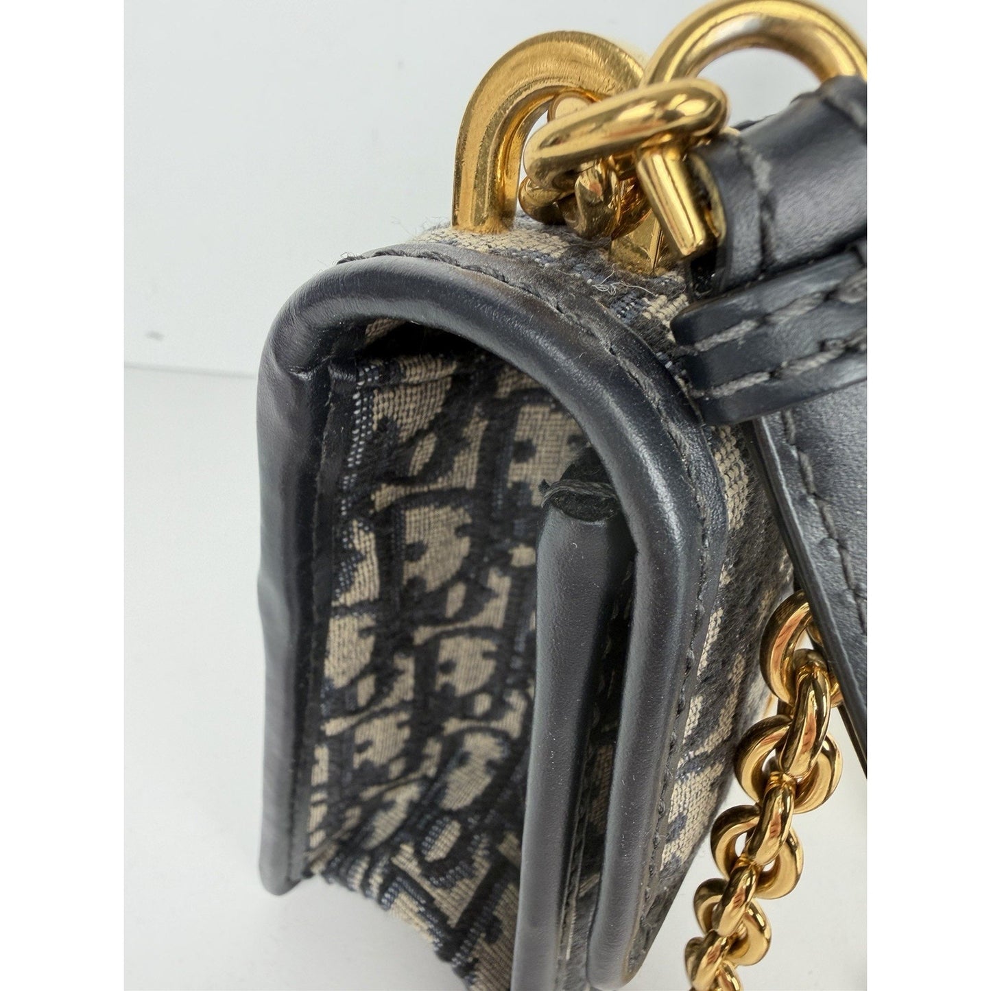 Dior 30 Montaigne Chain Bag Blue Oblique Jacquard & Gold-tone CD Clasp D8