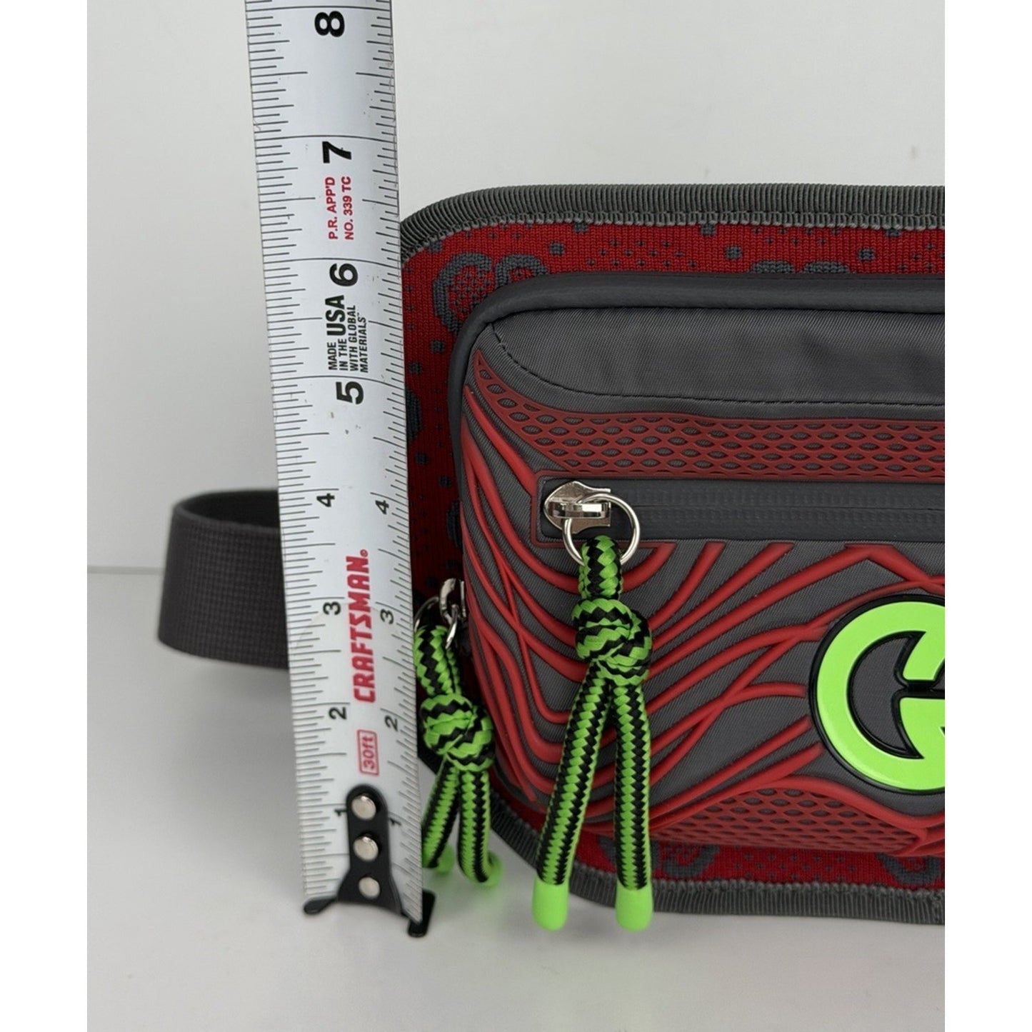 Gucci GG Jersey Nylon and Rubber Belt Bag in Red/Grey/Neon S19