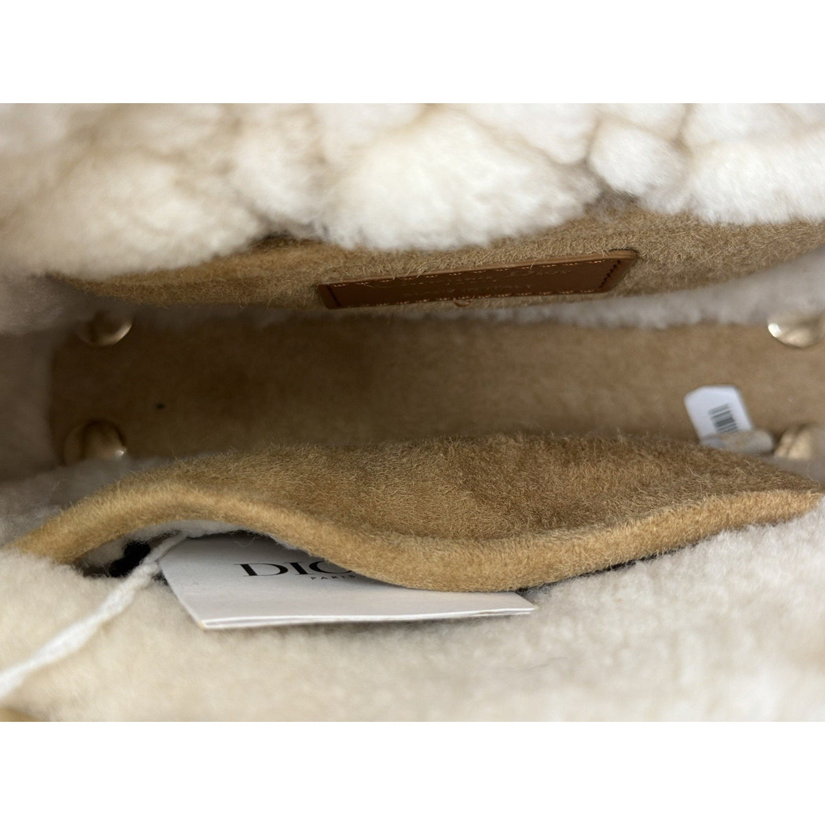 Christian Dior Mini Lady Dior Handbag Beige Cannage Suede with Shearling 2025 F3