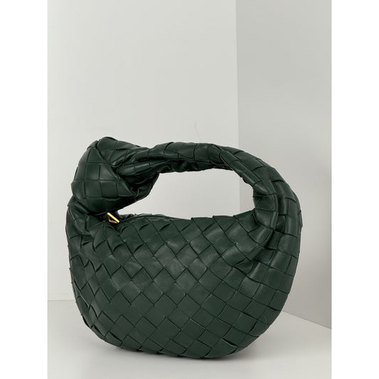 BOTTEGA VENETA Jodi Mini Hobo Green Intereciato Nappa Candy Top Handle Bag