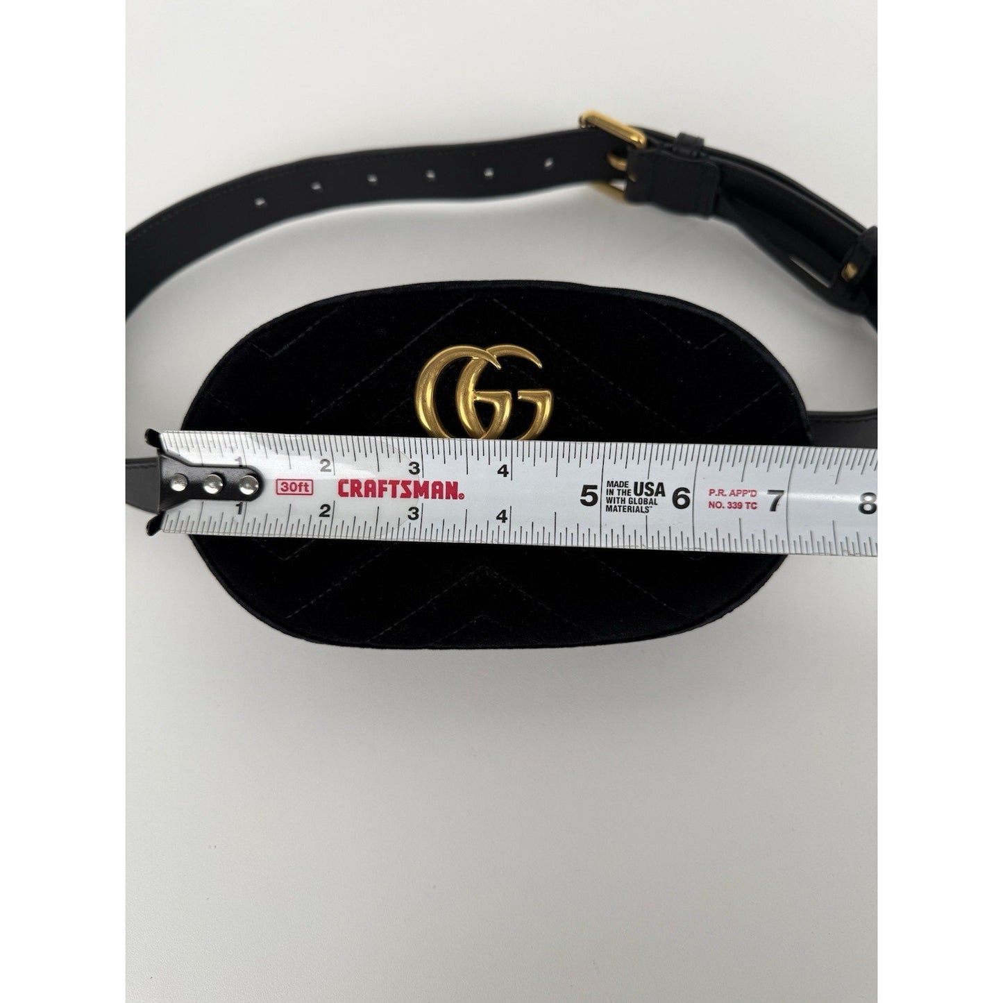 Gucci GG Marmont Oval Black Velvet Belt Bag