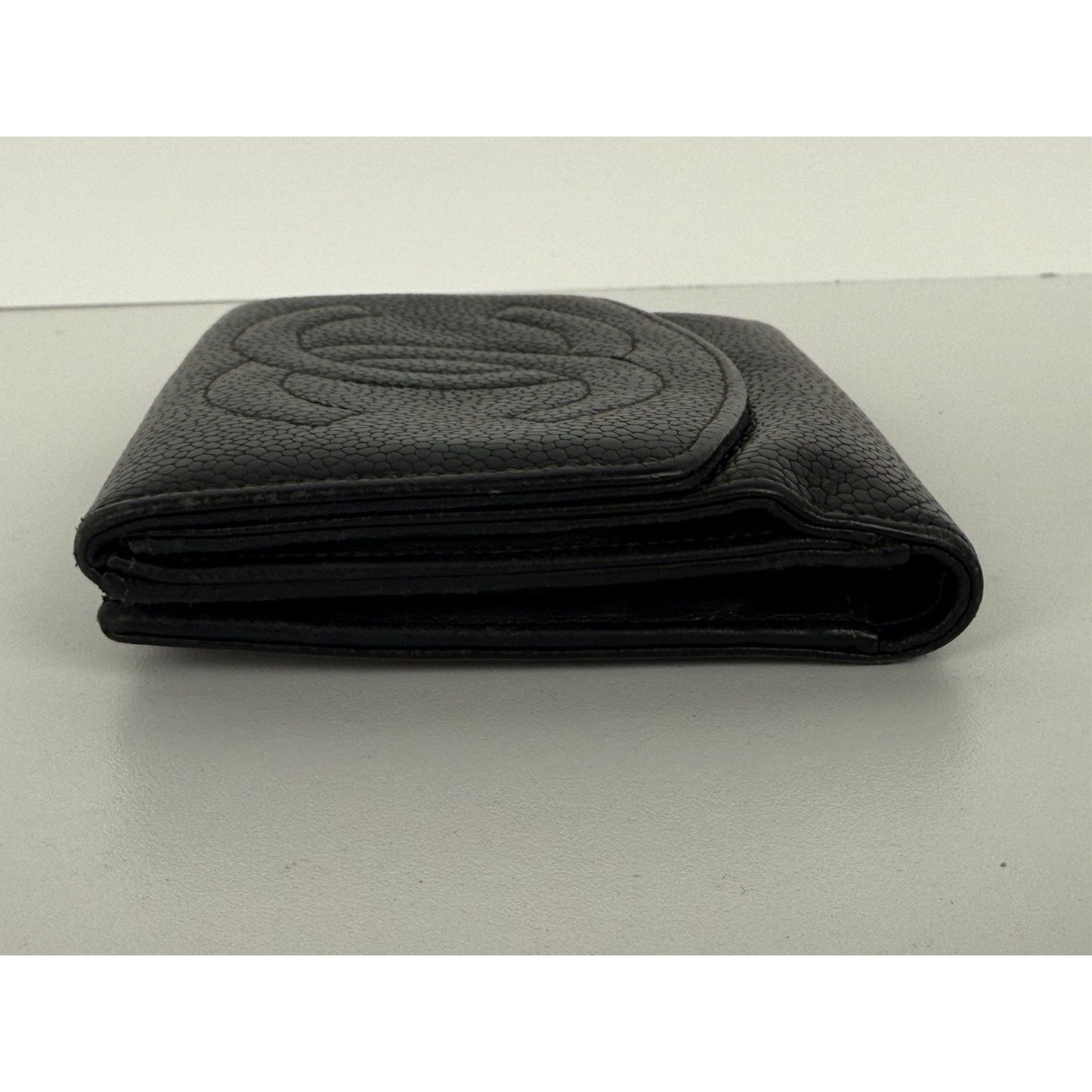 Chanel Vintage Timeless CC Compact Black Caviar Leather Women's Wallet