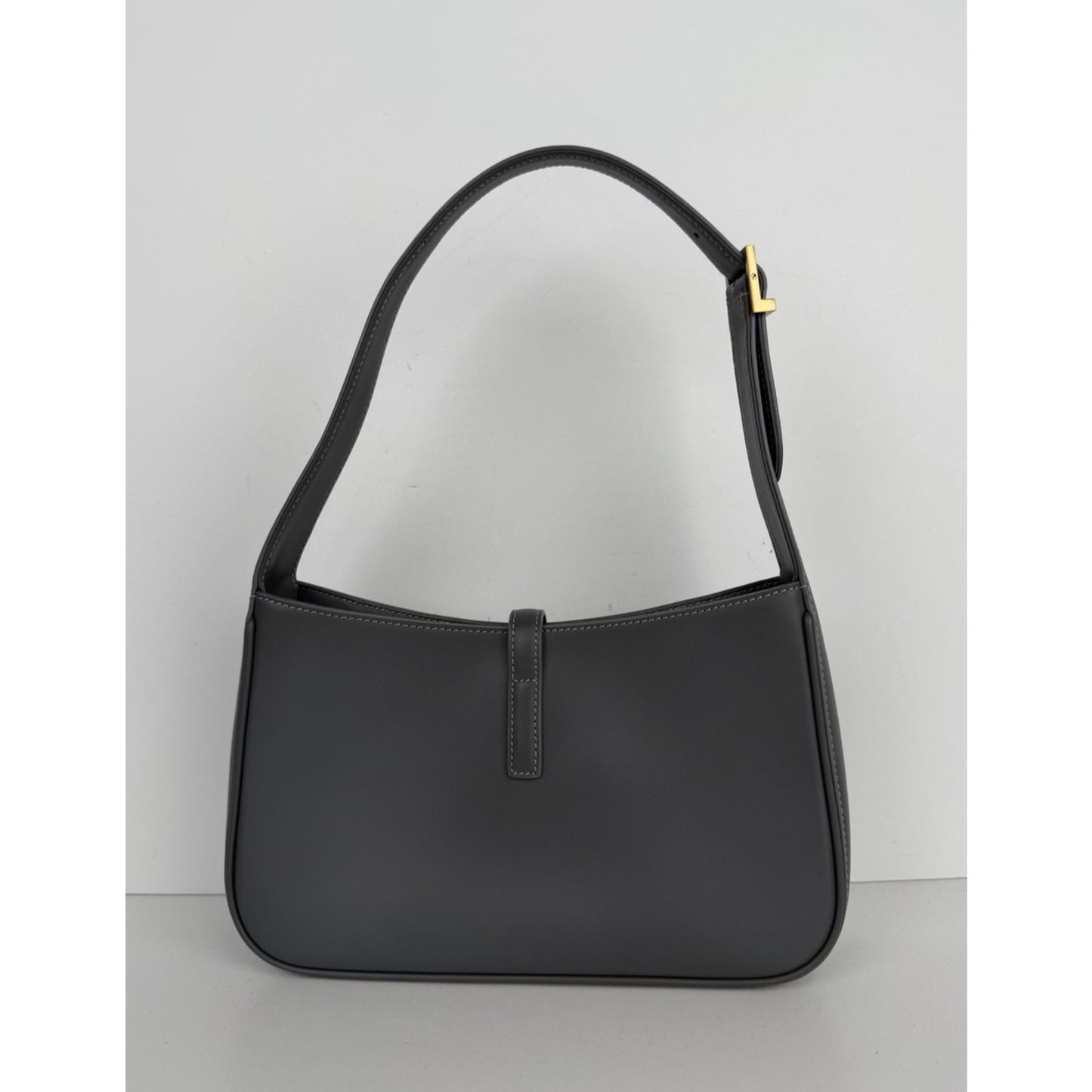 Saint Laurent Le 5 À 7 Hobo Shoulder Bag in Gray Smooth Calfskin Leather S-09
