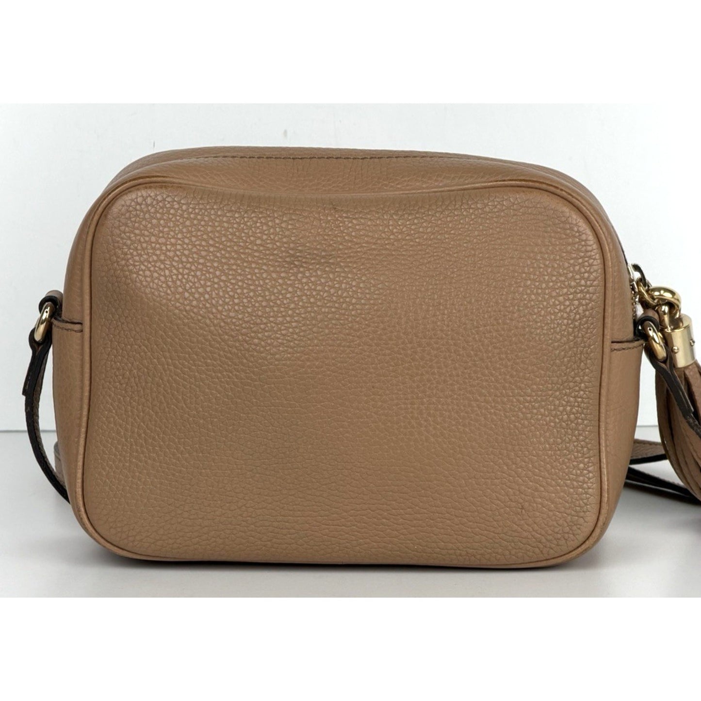 Soho Disco Small Bag in Light Brown Leather Crossbody Champagne Hardware S