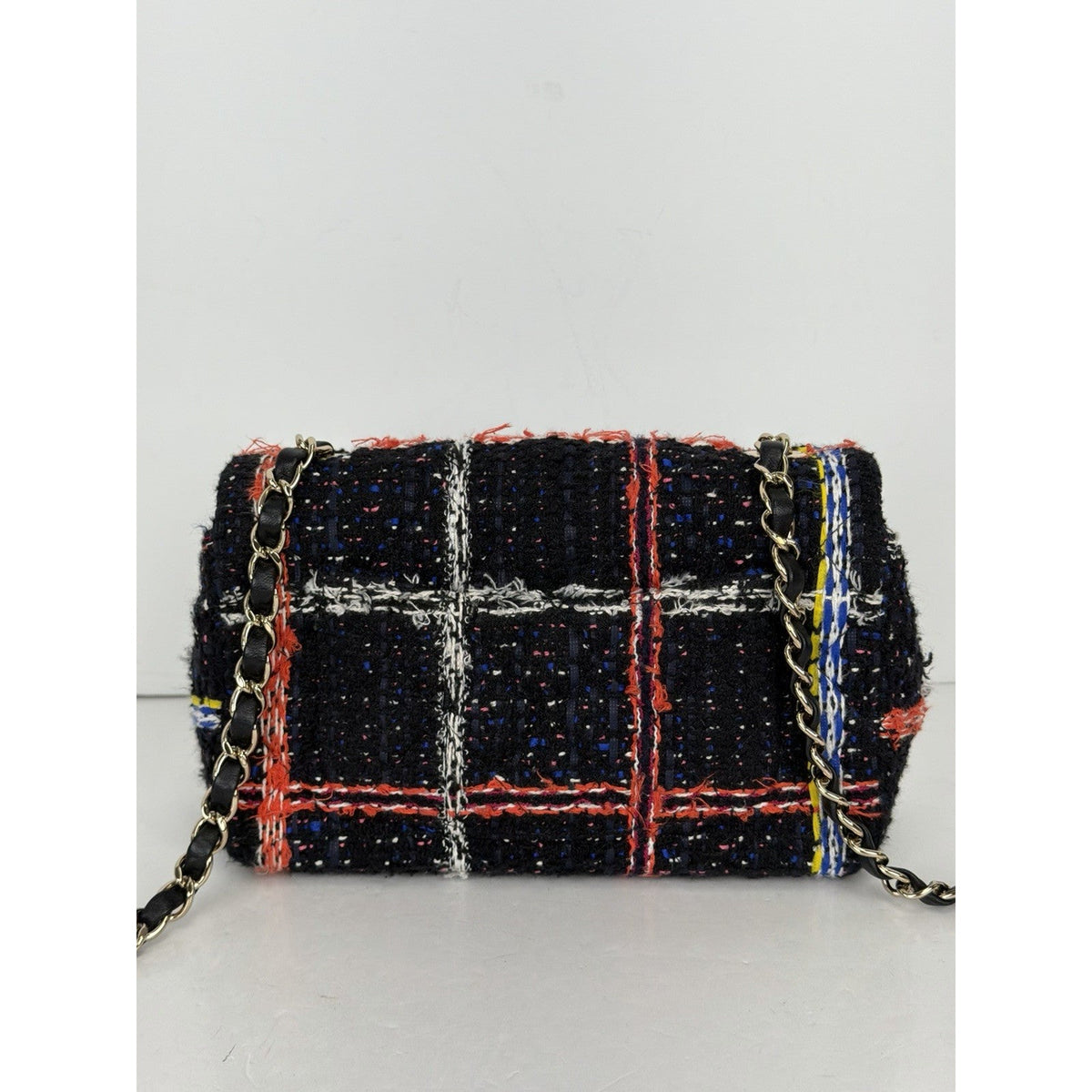 Chanel Classic Single Flap Bag Mini in Multicolor Plaid Tweed Fabric 2020 C2