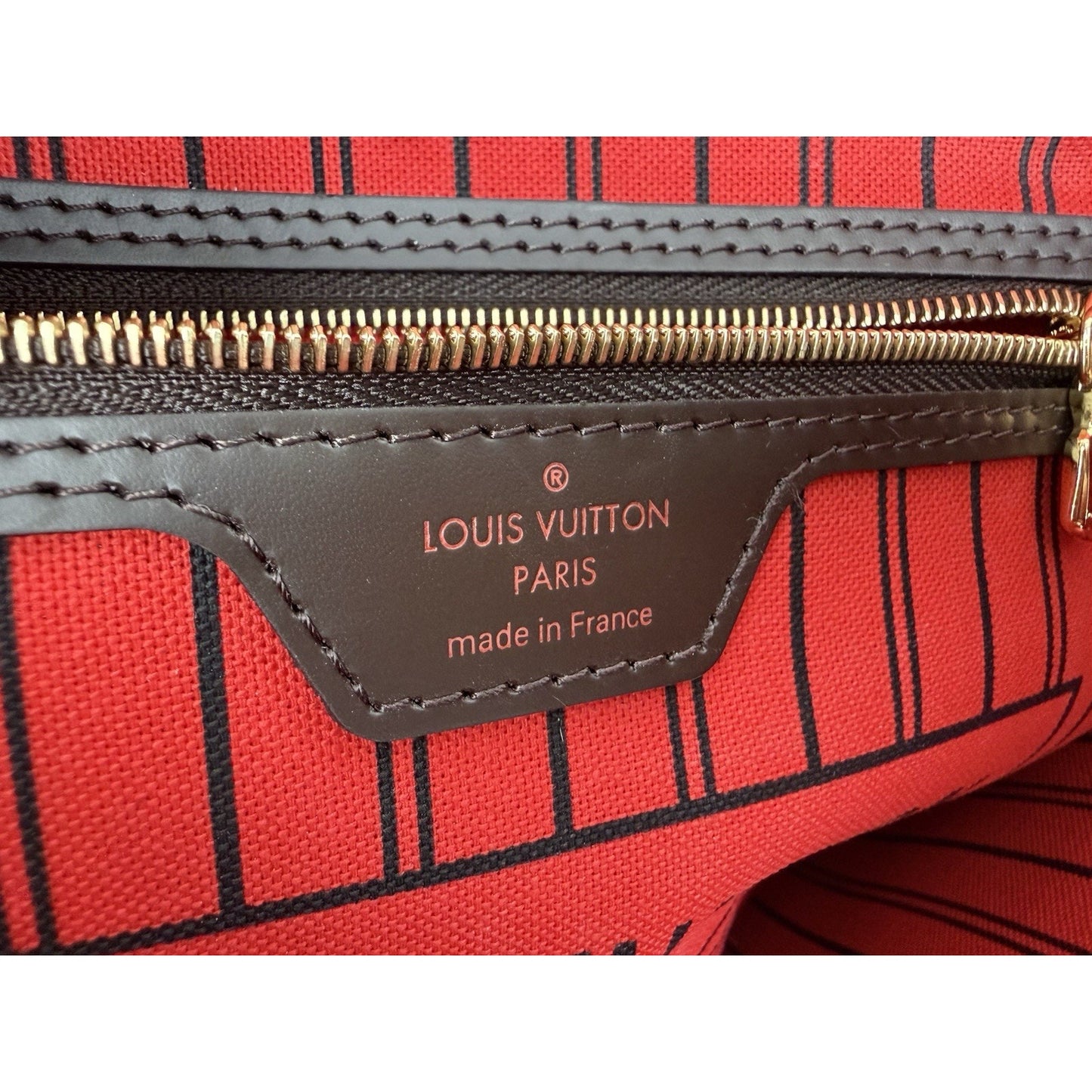 Louis Vuitton Neverfull PM Damier Ebene Canvas Tote Brown with Gold Hardware