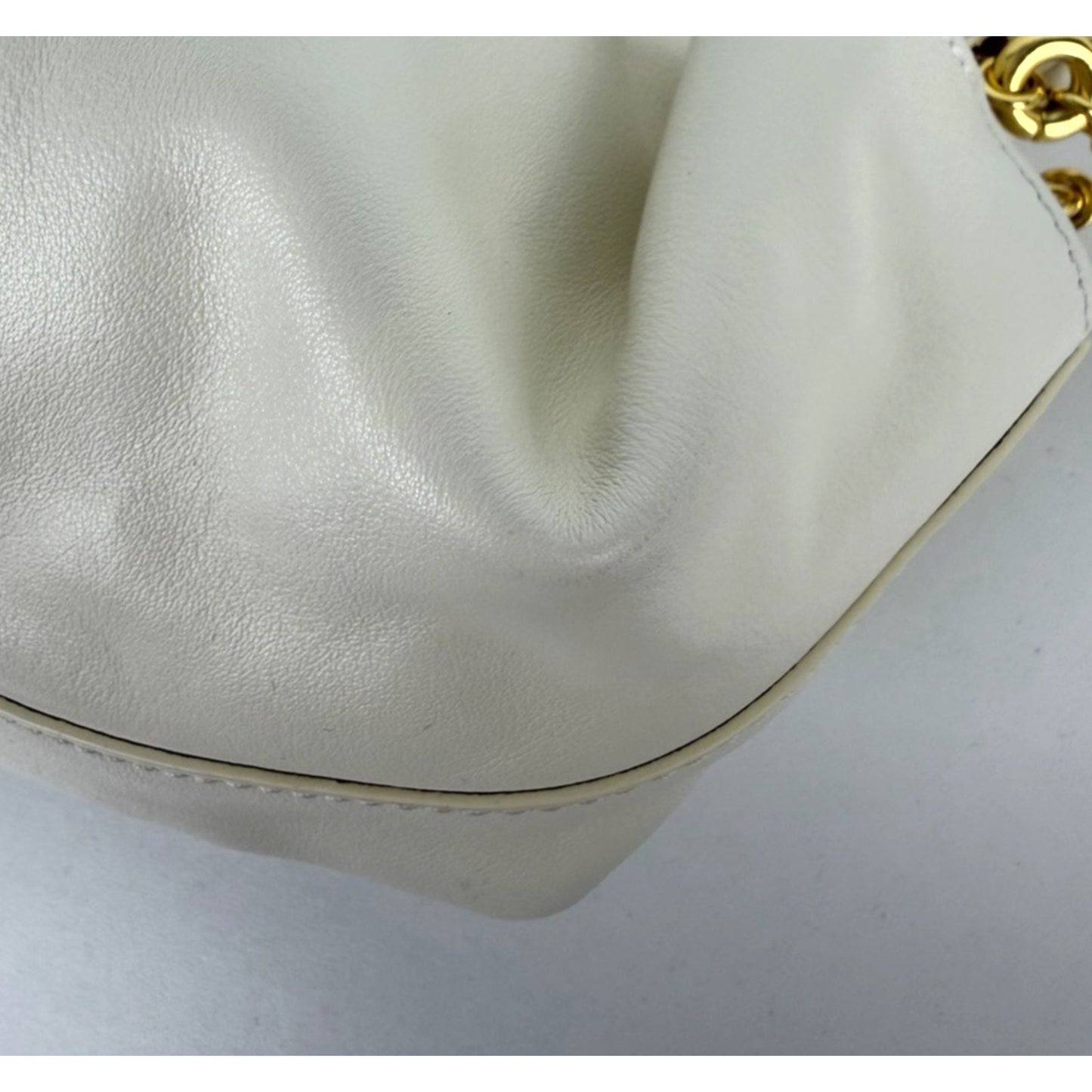 Loewe Paseo Small Bag in White Pleated Nappa Leather with Gold HW S-10