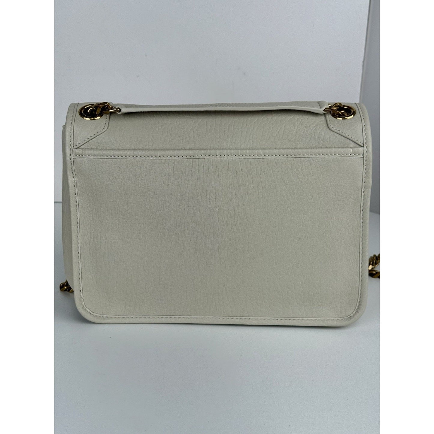 Saint Laurent Niki Medium Leather Shoulder Bag in Crema Soft