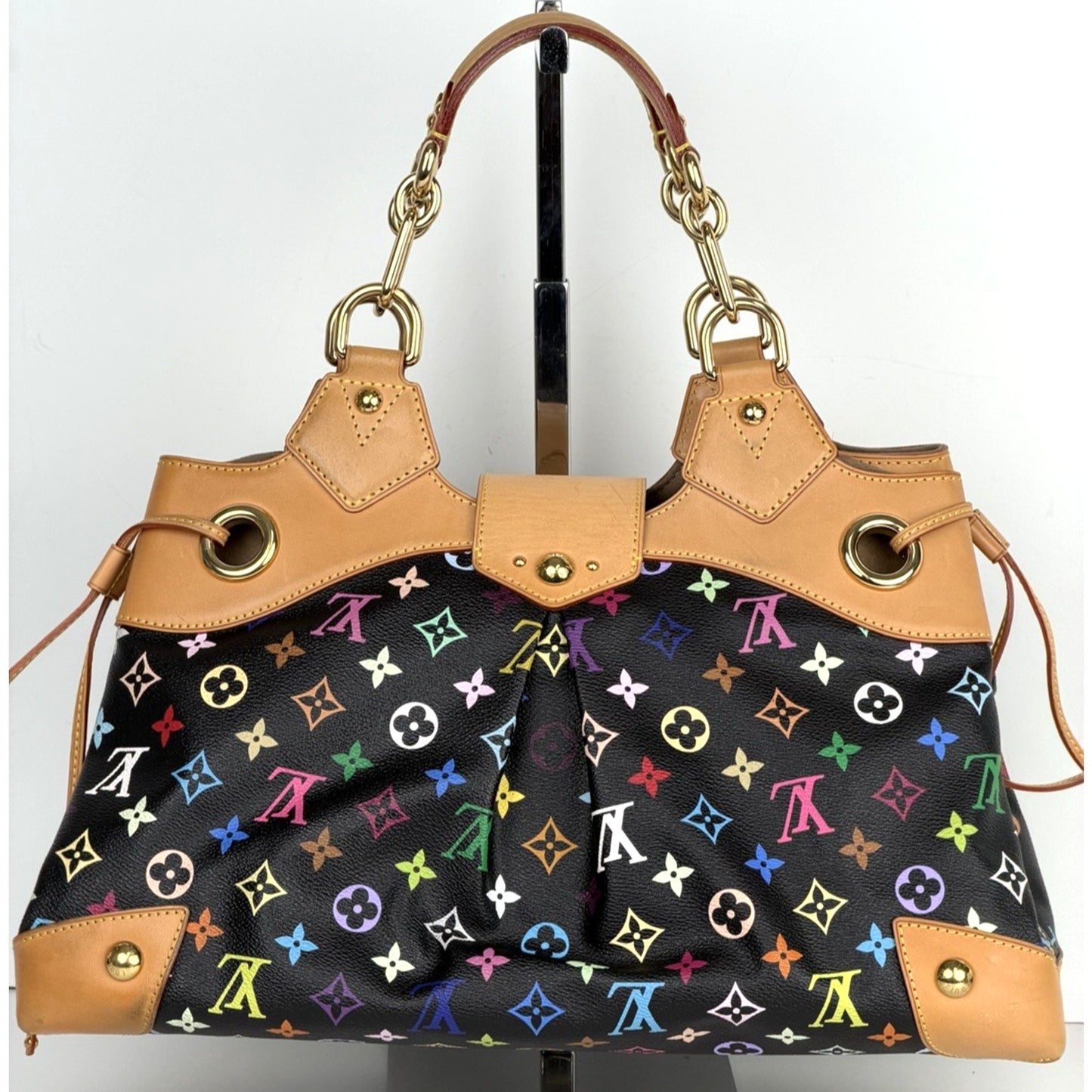 Louis Vuitton x Takashi Murakami Ursula Bag in Black and Multicolore Coated D-4