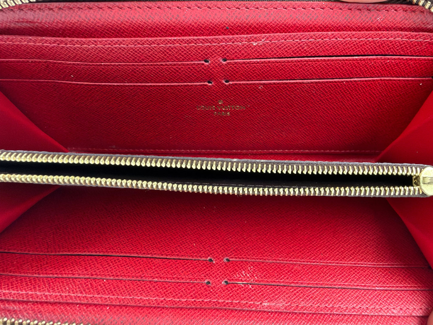 Louis Vuitton Clemence Zippy Wallet in Damier Ebene Coated Canvas 2019 Y
