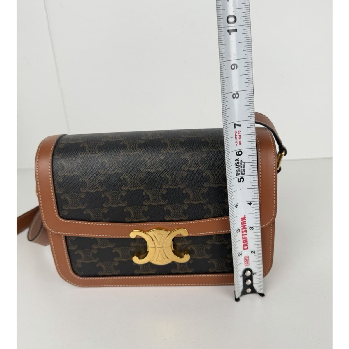 Celine Classique Triomphe Shoulder Bag Medium in Brown Monogram Coated Canvas C1