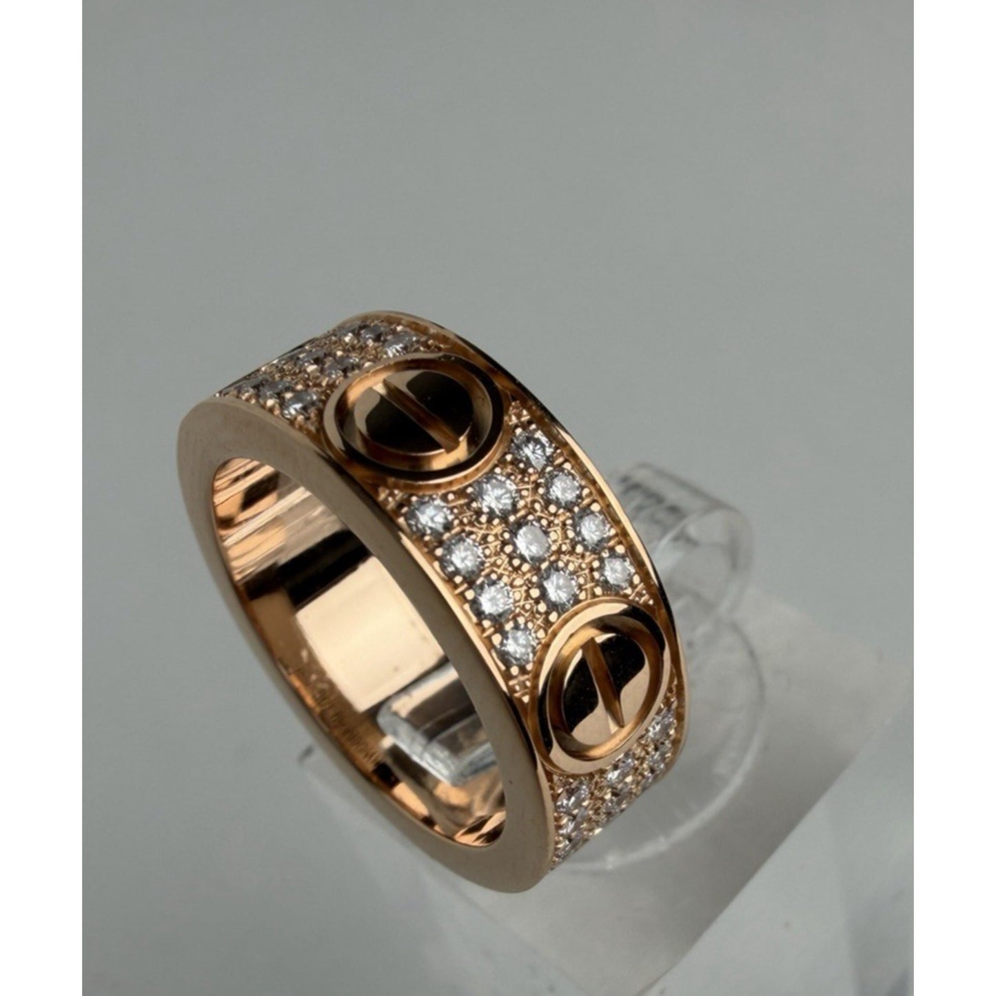 Cartier LOVE Ring 18k Rose Gold Pave-Set Diamonds 5.5 Size 48