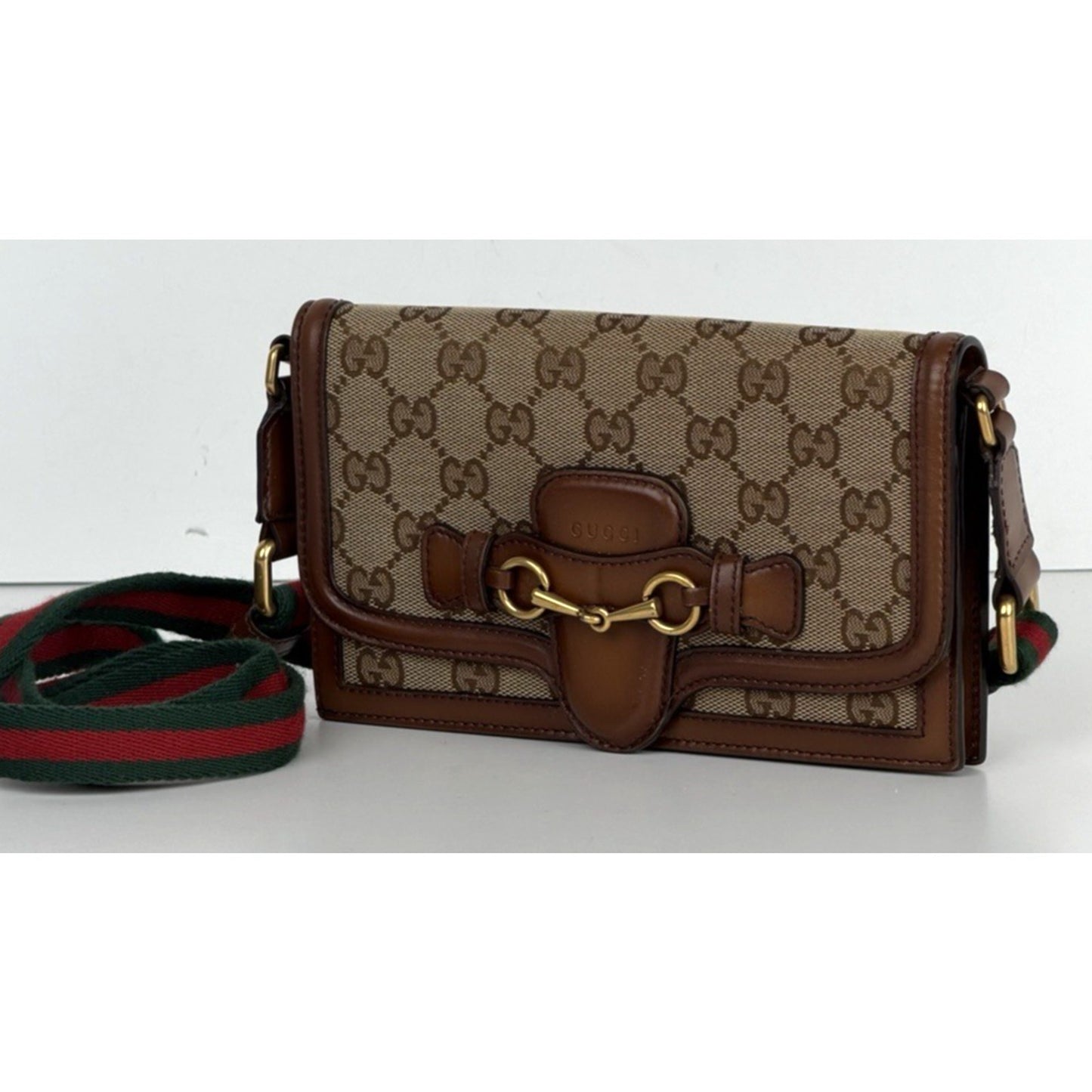 Gucci Lady Web GG Canvas Convertible Wallet Bag in GG Canvas with Leather S15