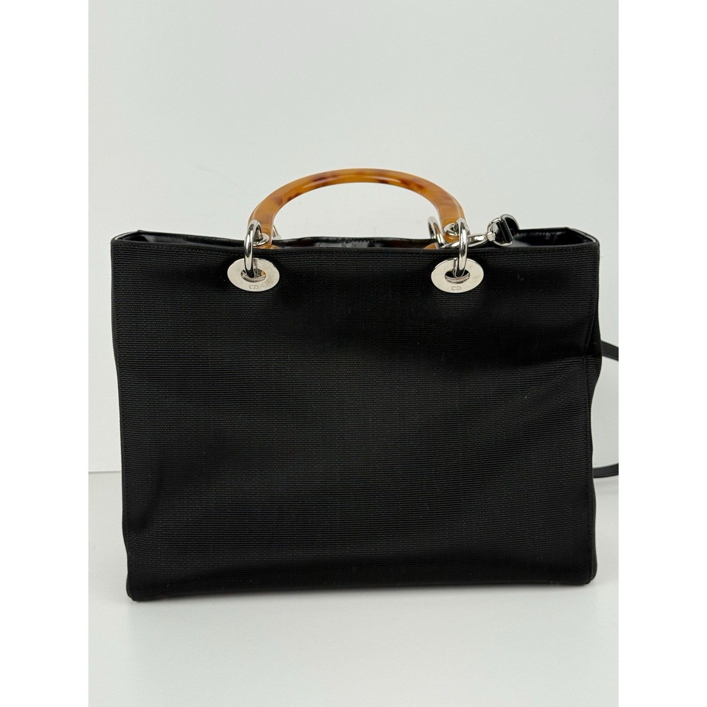 Christian Dior Large Lady Dior Tote in Canvas with Amber Handles