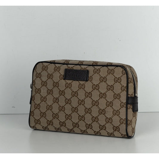 Gucci Belt Bag GG Monogram Canvas in Dark Brown Silver-Tone Hardware Unisex S18