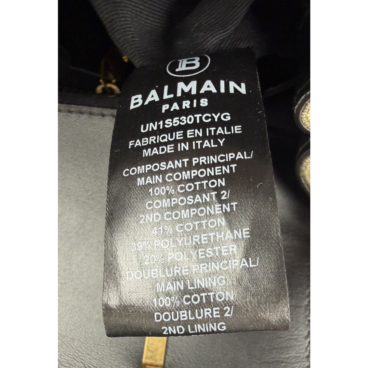 Balmain B-Buzz 23 Bag in Khaki Canvas & Black Leather with Gold-Tone Hardware S4