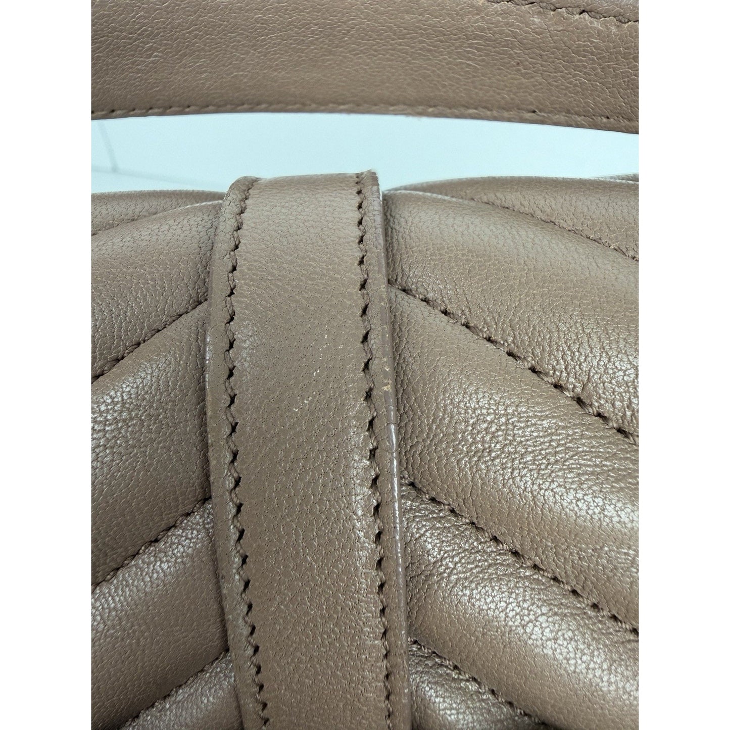 Saint Laurent Monogram College Bag Medium in Brown Quilted Chevron Leather C4