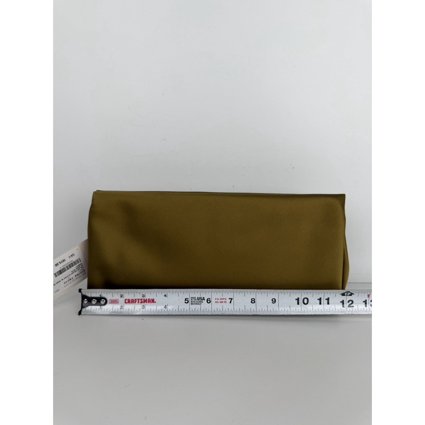 Saint Laurent Evening Soft Clutch Bag in Mustard Green Satin S-05