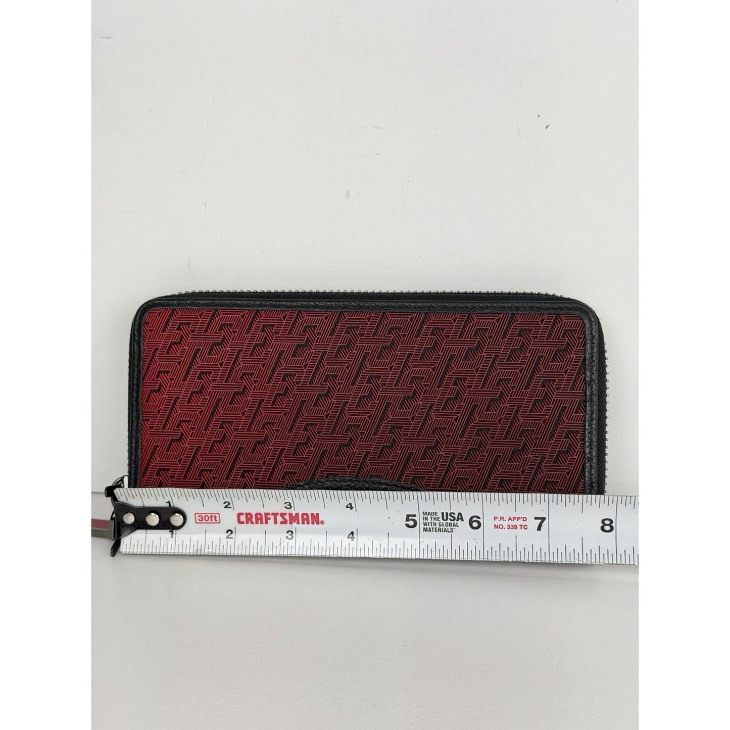 Christian Louboutin Panettone Wallet Black Leather Body & Red Monogram Canvas K3