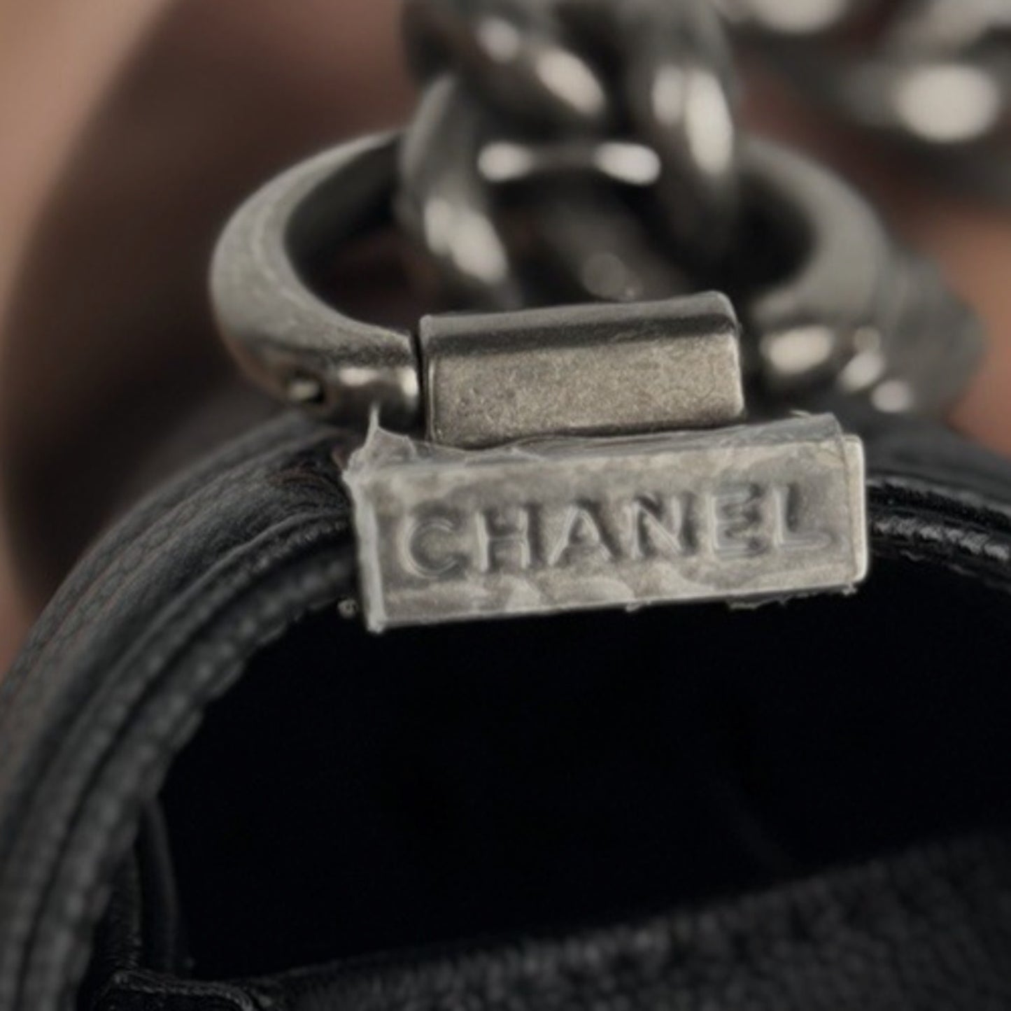 Chanel Boy Flap Bag Old Medium in Black Caviar Leather Gunmetal Hardware NFC C6