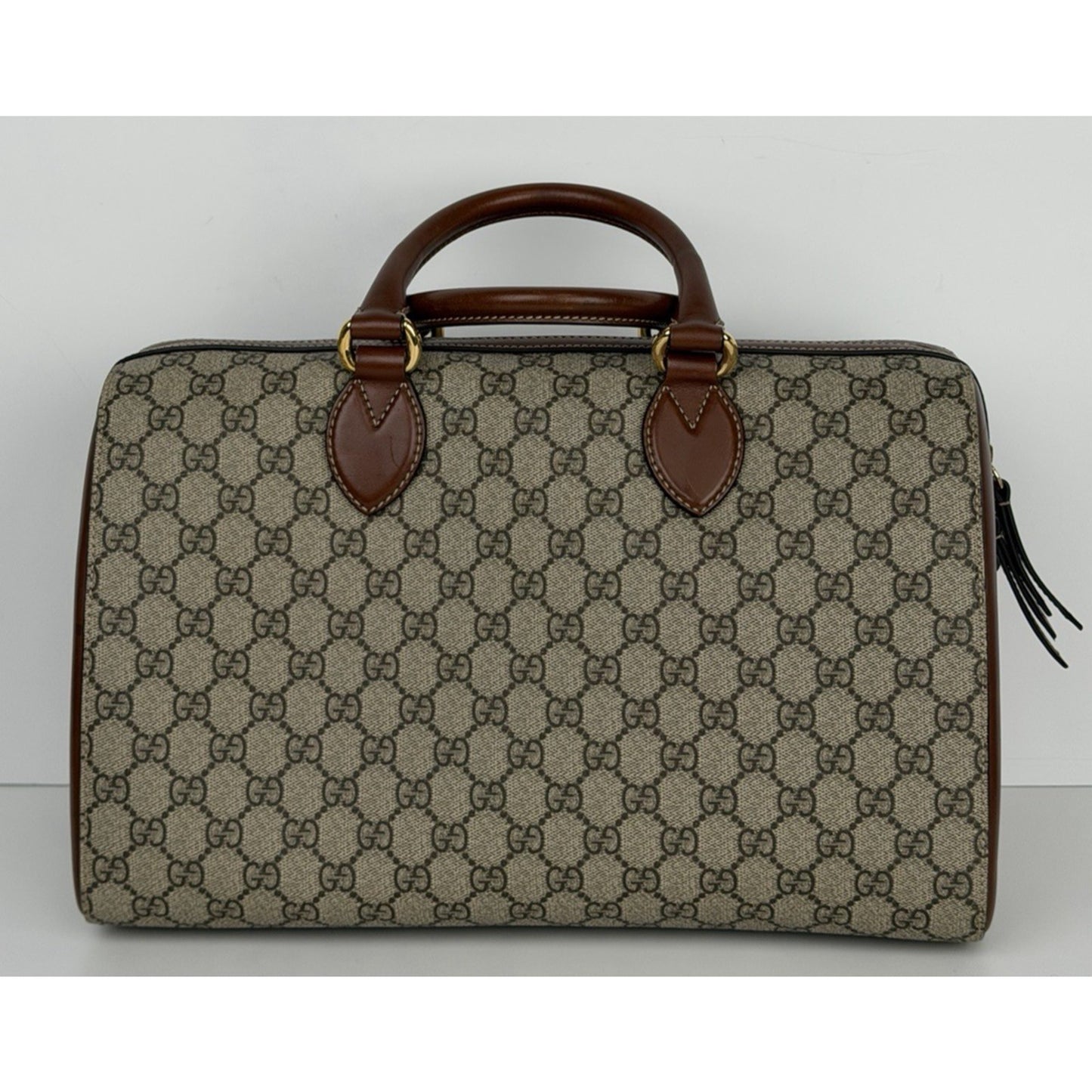 Gucci GG Supreme Canvas Boston Bag Medium Monogram Canvas and Leather Trim C1