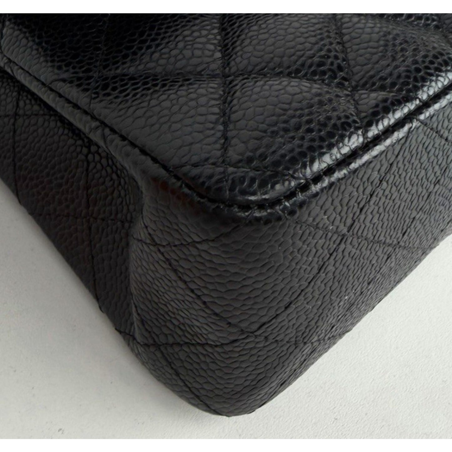 Chanel Classic Double Flap Small Bag Black Caviar Leather Silver Hardware NFC D7