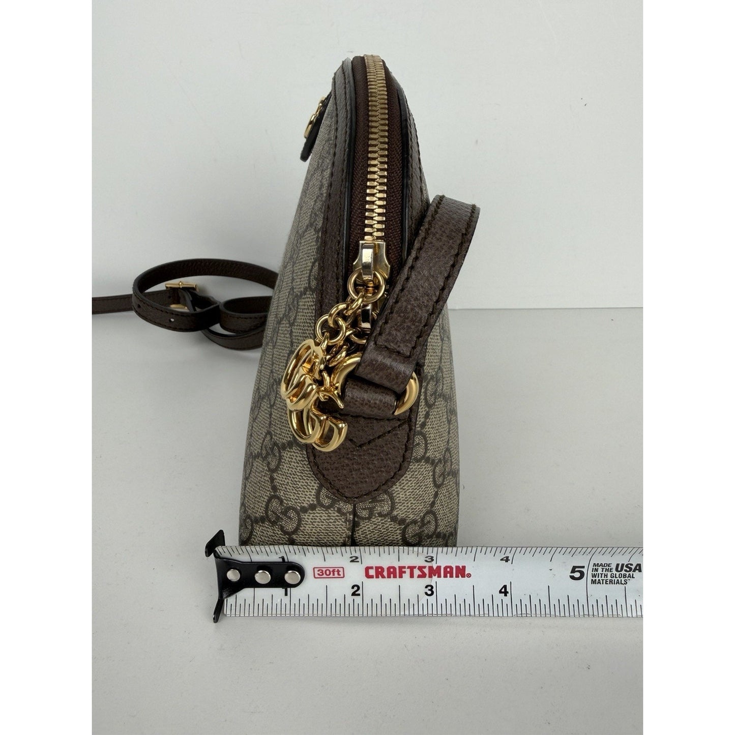 Gucci Ophidia Rounded Top Shoulder Bag Small in Brown GG Supreme Canvas S-19