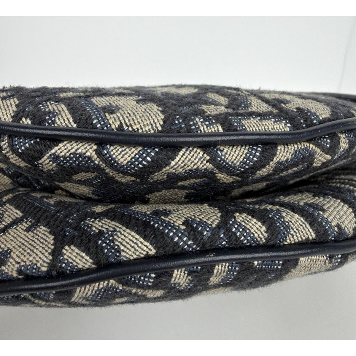 Christian Dior Blue Oblique Jacquard Saddle Medium Bag C-4