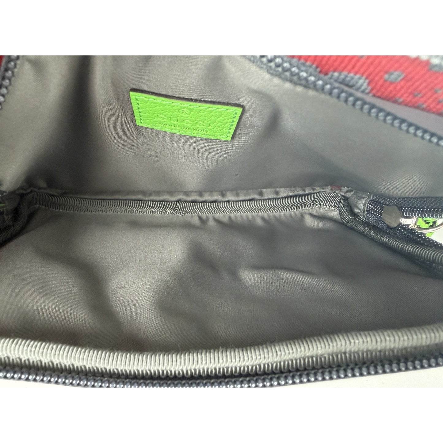 Gucci GG Jersey Nylon and Rubber Belt Bag in Red/Grey/Neon S19