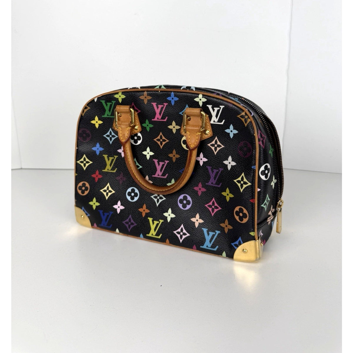 Louis Vuitton Trouville Top Handle Bag in Black Coated Canvas Vintage 2005 E2