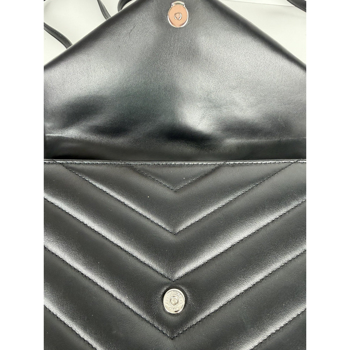 Saint Laurent Loulou Crossbody Bag Small in Black Chevron Quilted Leather S-10