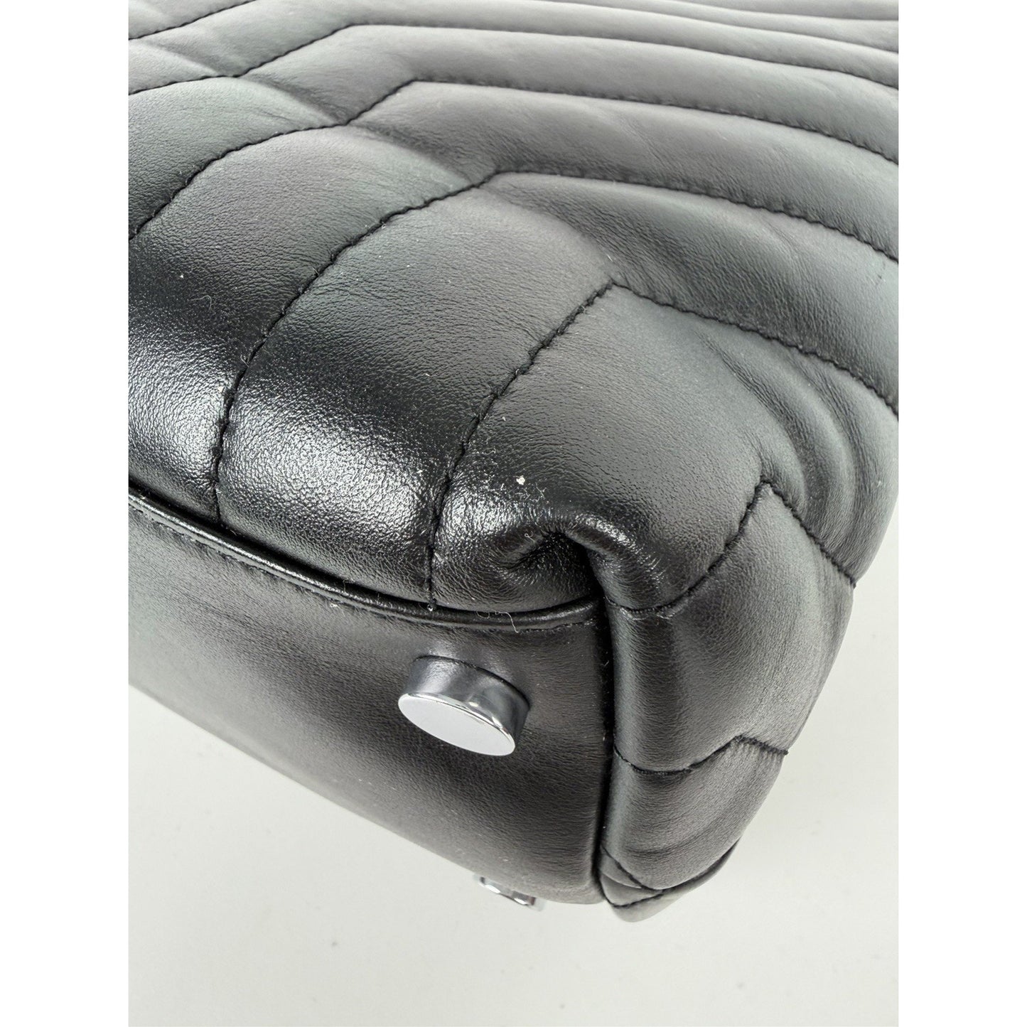 Saint Laurent Loulou Shoulder Bag Large Black Quilted Leather Silver Hardware B2