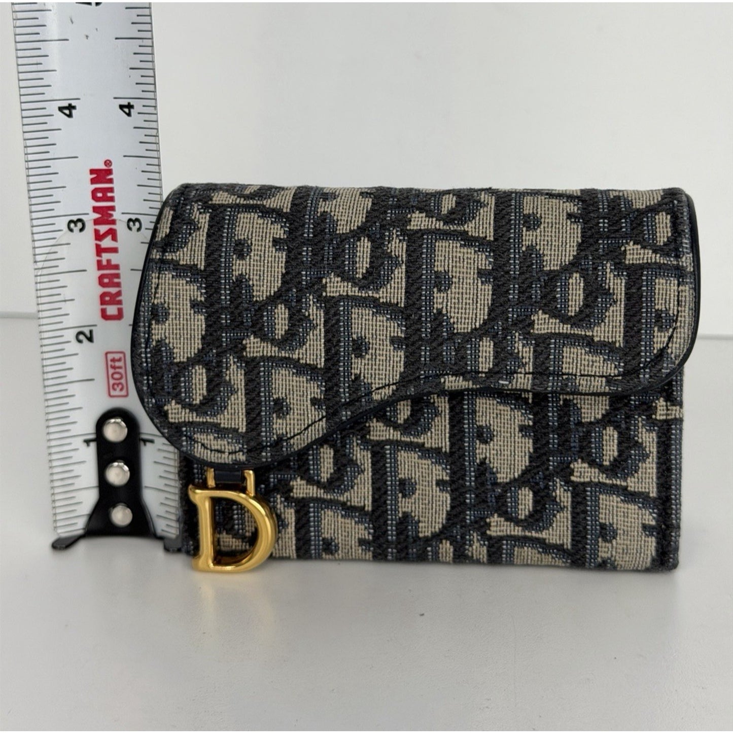Christian Dior Saddle 5 Gusset Compact Wallet in Blue Oblique Canvas 2023