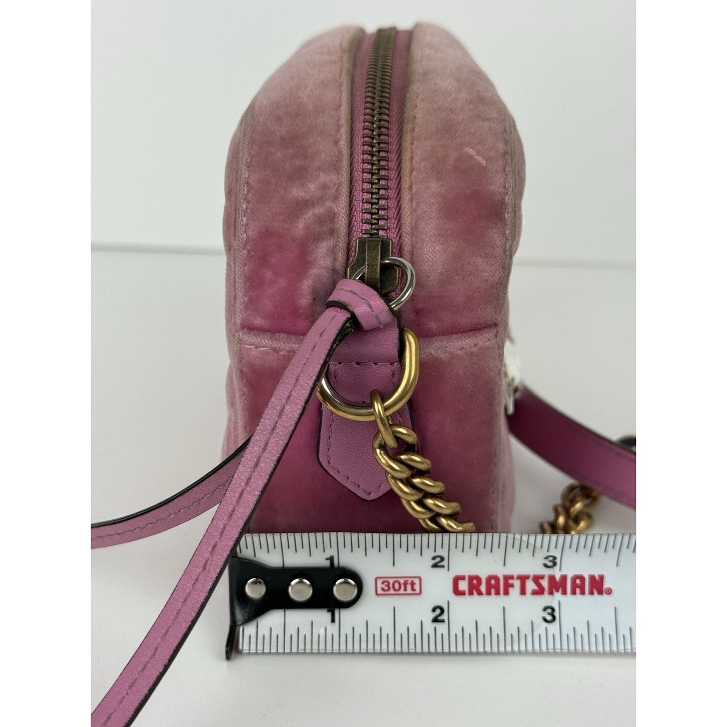 GUCCI Shoulder Bag GG Marmont Velvet Quilted Velour Pink