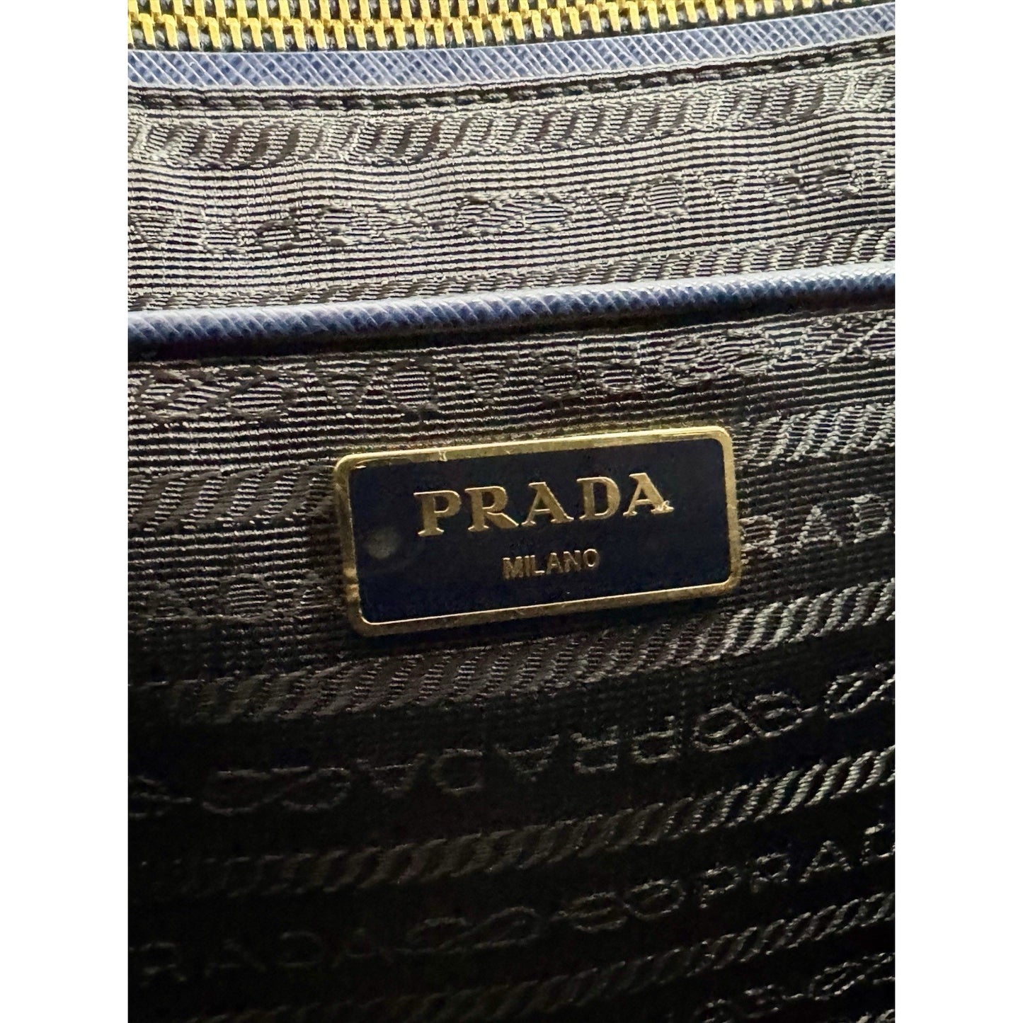 Prada Galleria Saffiano Lux Leather Two Tone Blue Tote C-9