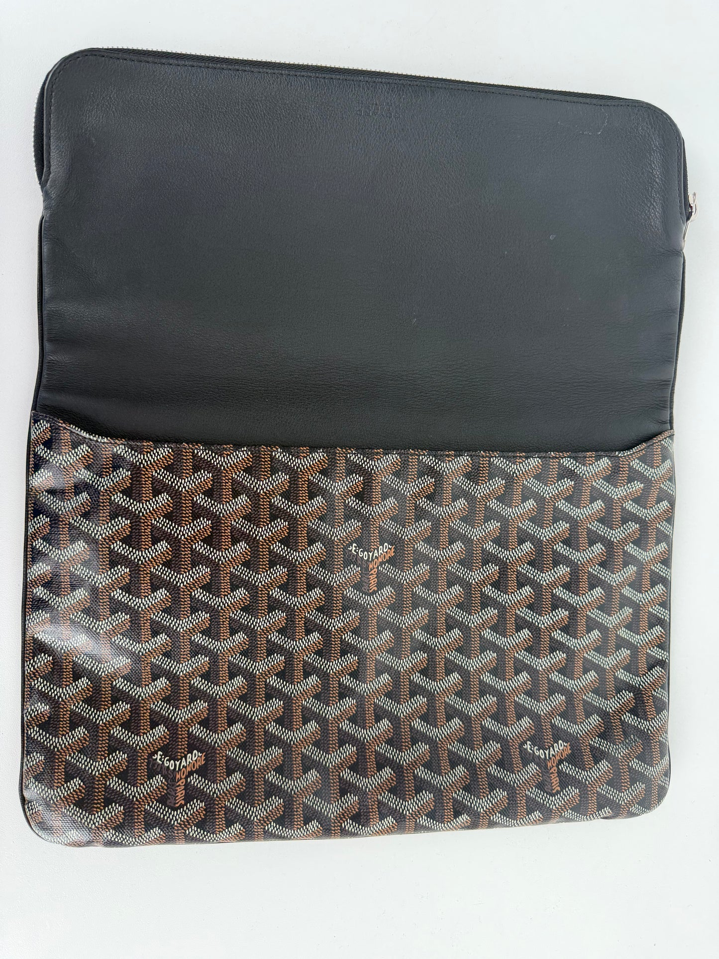 Goyard Sainte-Marie MM Fold Over Clutch Bag in Black Goyardine Coated Canvas YK-2