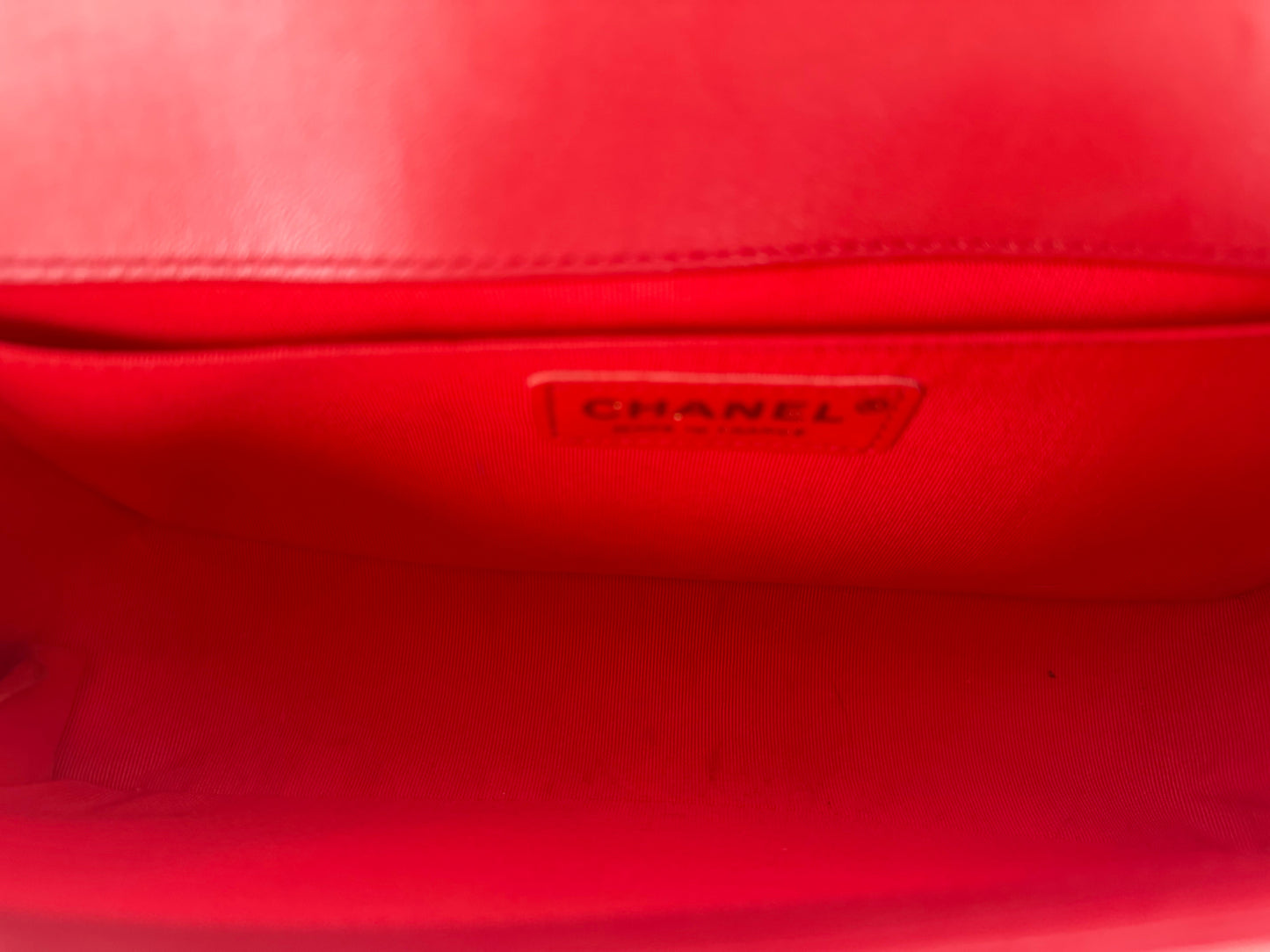 Chanel Boy Bag Medium in Red Lambskin Leather Gold Hardware 2015-2016 YE-8