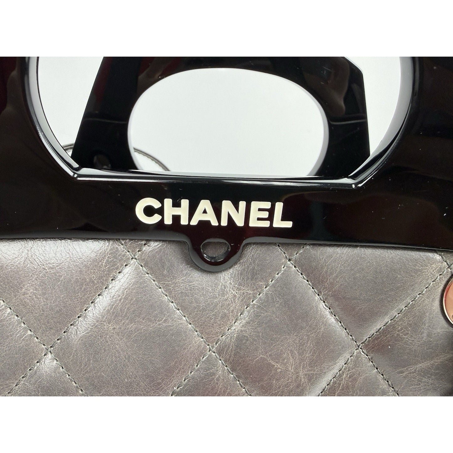 CHANEL Glazed Calfskin Quilted Large Delivery Tote Grey B-5