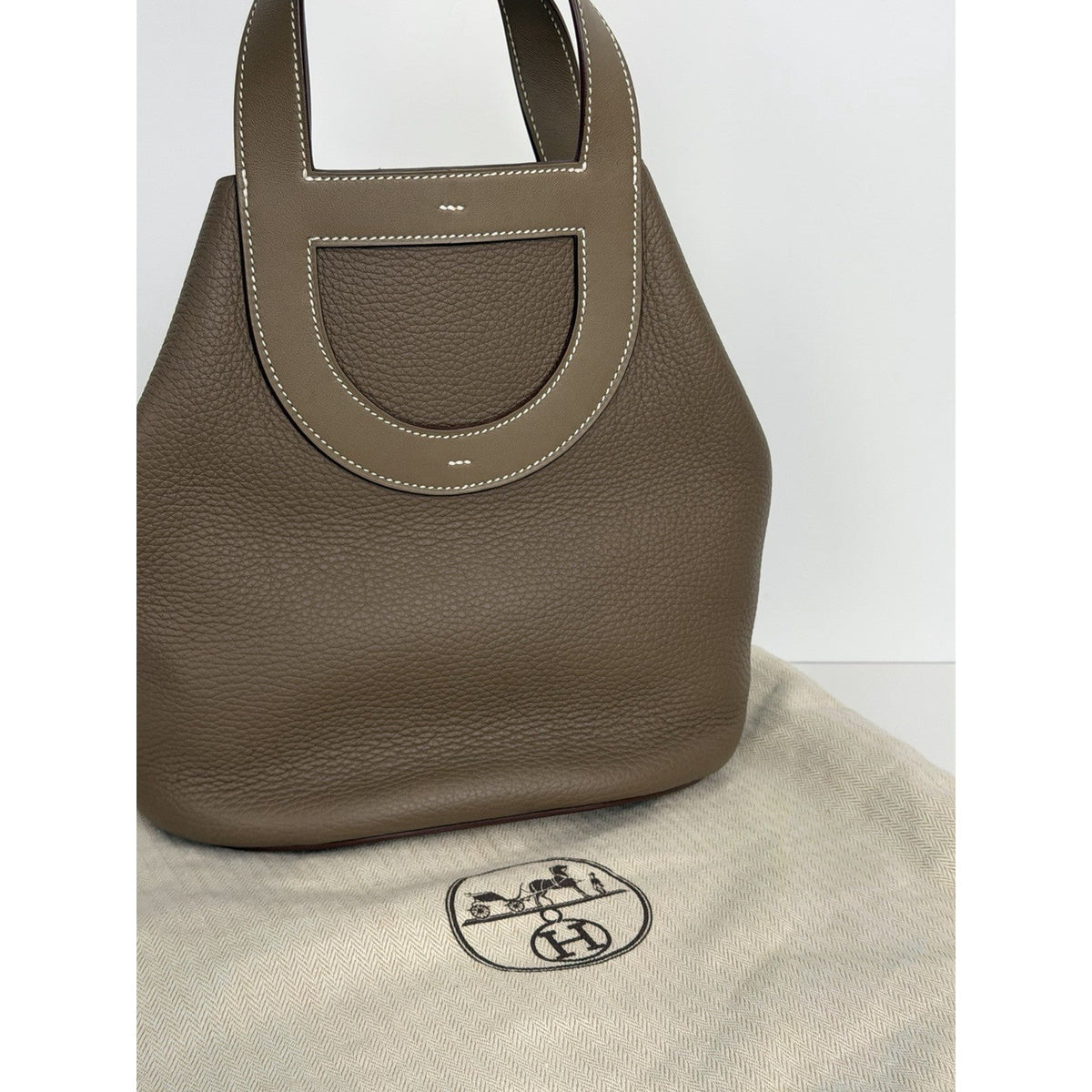 Hermes In-the-Loop 18 Top Handle Bag in Etoupe Leather Silver Hardware 2023 F1