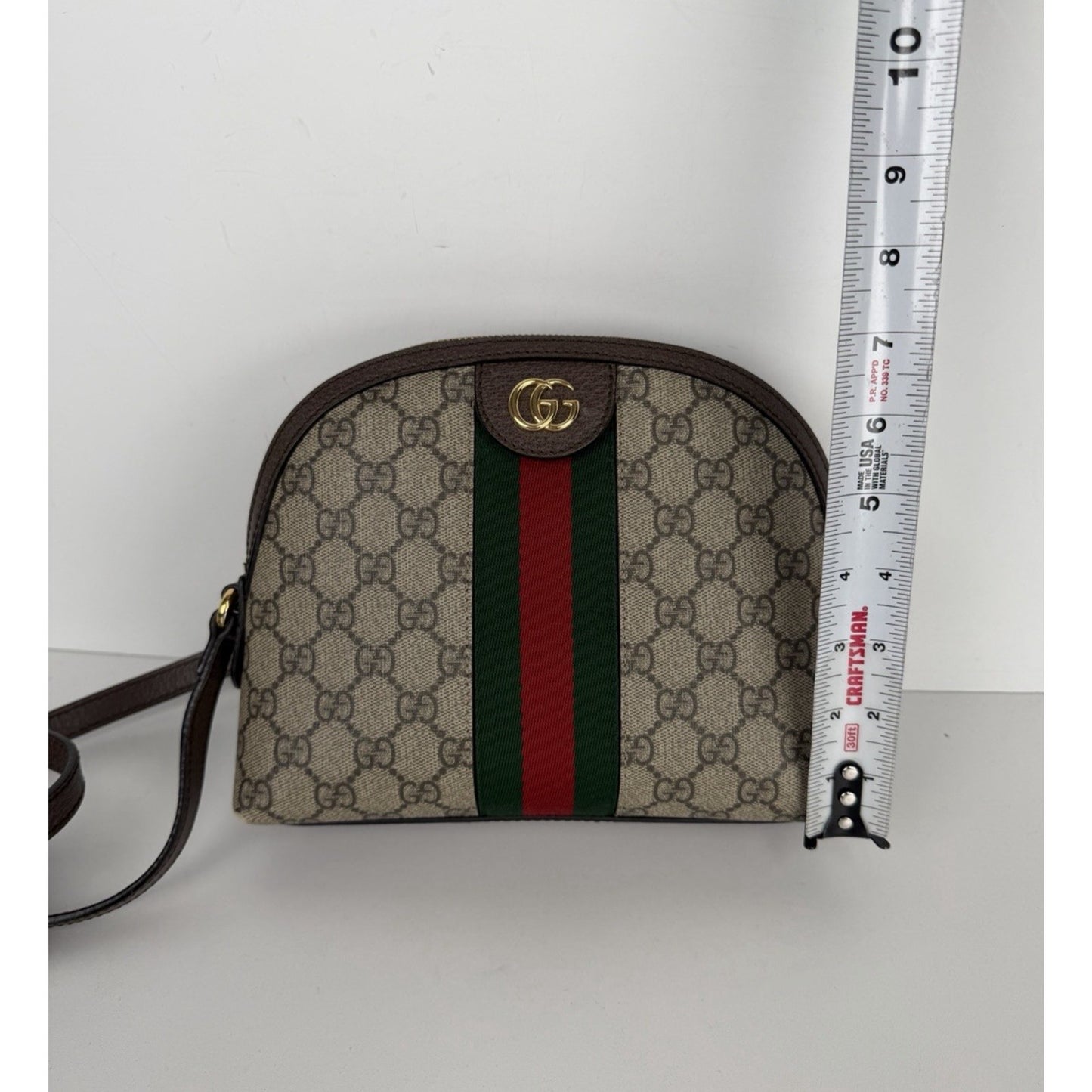 Gucci Ophidia Rounded Top Shoulder Bag Small in Brown GG Supreme Canvas S-19