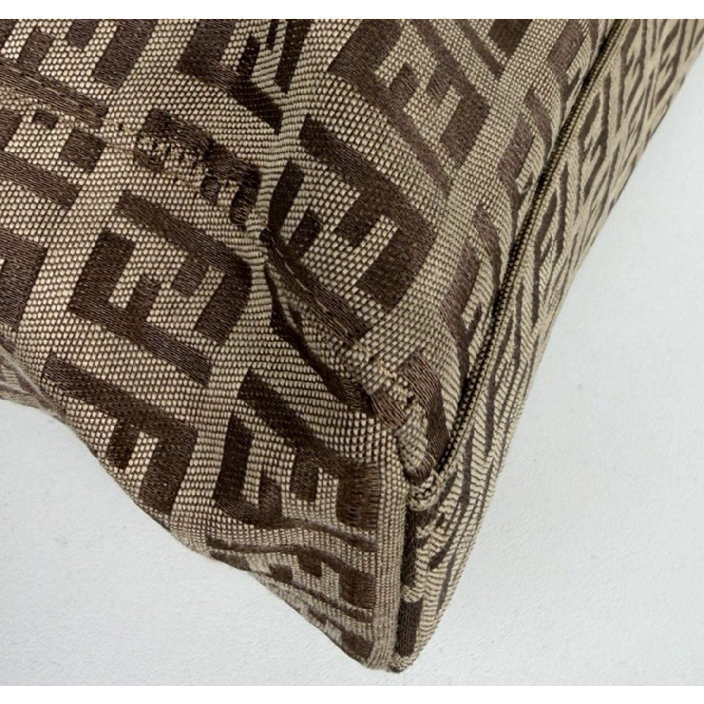 Fendi Zucchino Tote Bag in FF Monogram Canvas with Leather Trim S-05