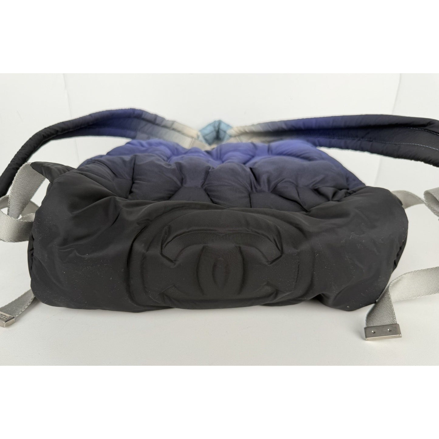 Chanel Doudoune Puffer Backpack in Blue Ombre Logo Embossed Nylon 2018 B-6