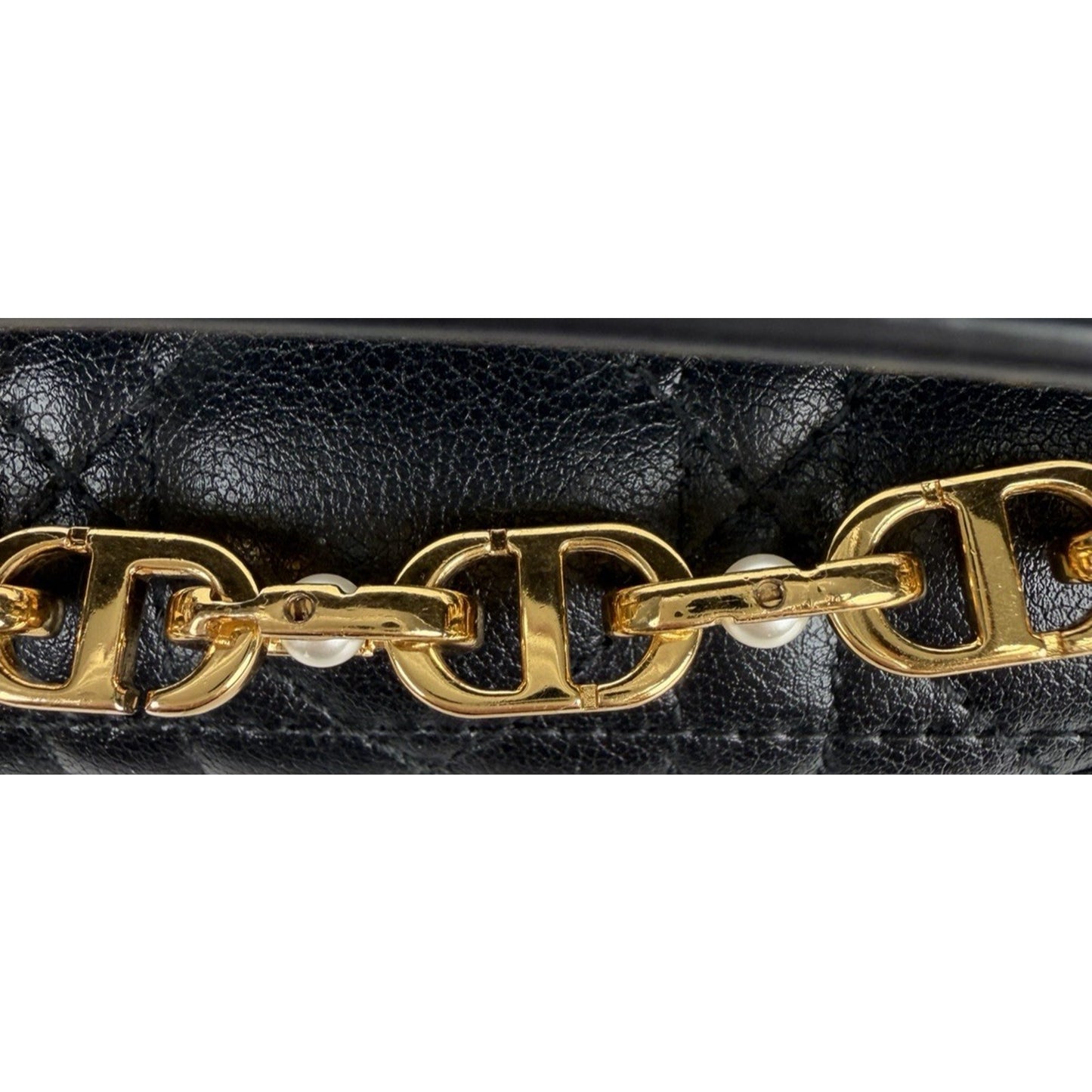 Dior Cannage Jolie Top Handle Small Bag in Black Calfskin with "CD" Clasp S-07