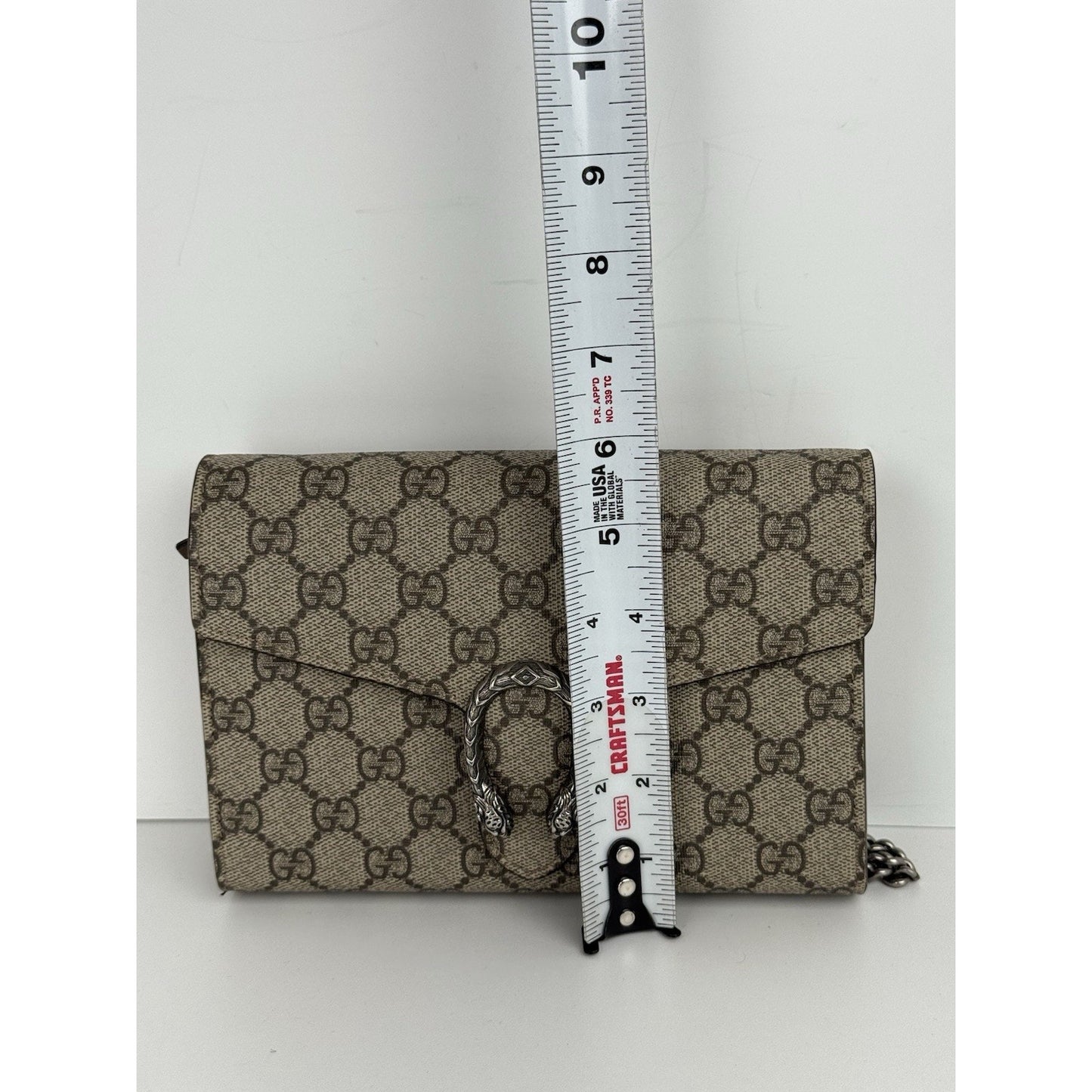 GUCCI Dionysus Supreme Canvas Wallet on Chain Crossbody Bag in Beige/Ebony