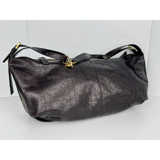 Christian Dior D-Journey Bag Eggplant Crinkled Calfskin Gold Hardware
